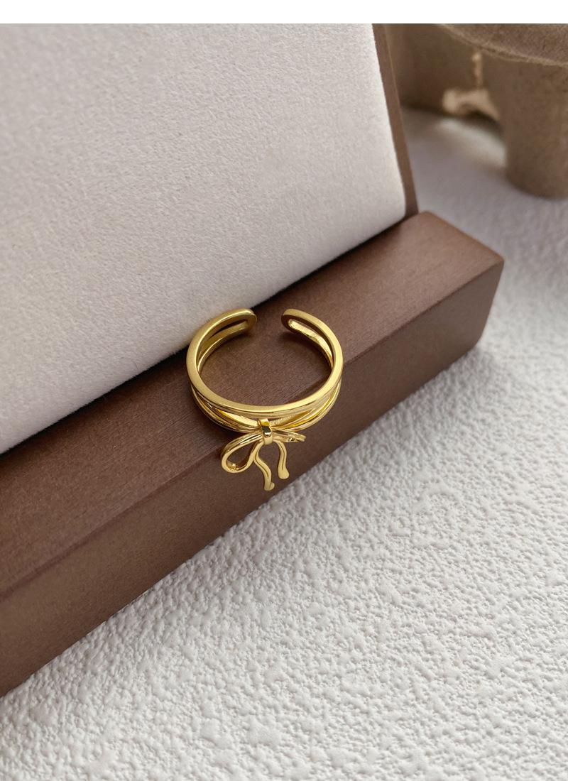 S925 Sterling Silver Simple Bowknot Ring for Women Open Ring -510(45%)