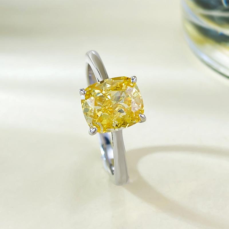 S925 Sterling Silver Cushion Cut Square Ring 6A Cubic Zirconia Ring 1.25Carat-296(35%)