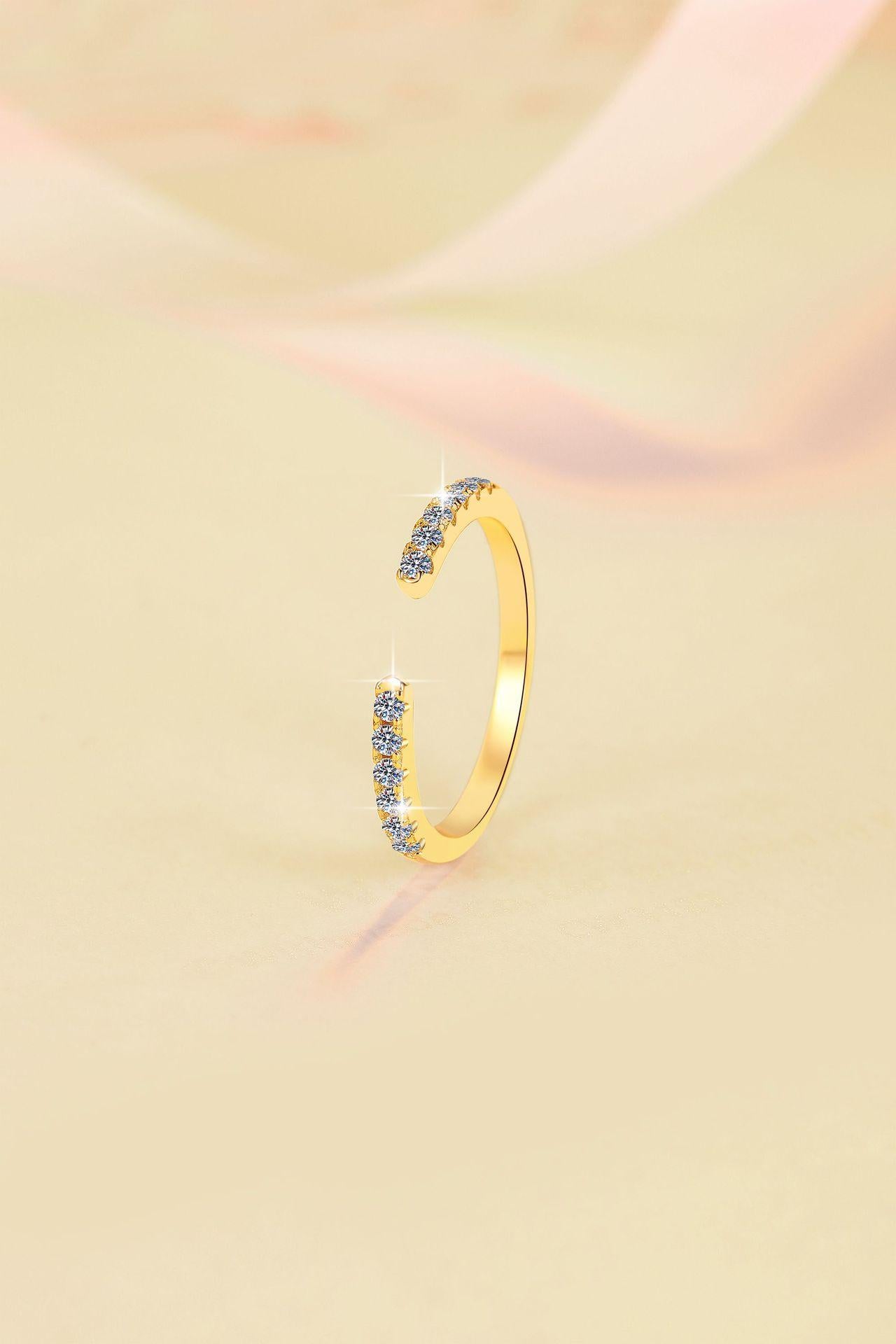 S925 Sterling Silver Adjustable Open Stackable Moissanite Ring-582(35%)