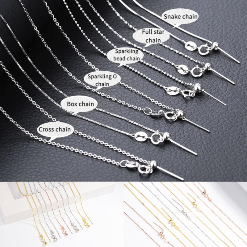 S925 Sterling Silver Needle Universal Necklace/Box Chain/Snake Chain/Sparkling O Chain/ Cross Chain/Full Star Chain/Sparkling bead chain