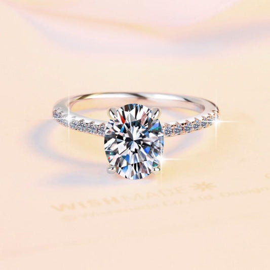 Synthetic Moissanite S925 Sterling Silver Pigeon egg 2 Carat Ring Elegant Luxury Daily Life Woman Birthday Gift Engagement Ring Springtok-131(35%)