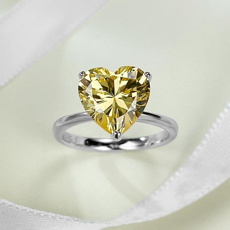 S925 Sterling Silver Heart Cut Heart-Shaped Ring 10*10 6A Cubic Zirconia Ring 4 Carat fashion jewelry accessory woman girl promise ring-229(35%)
