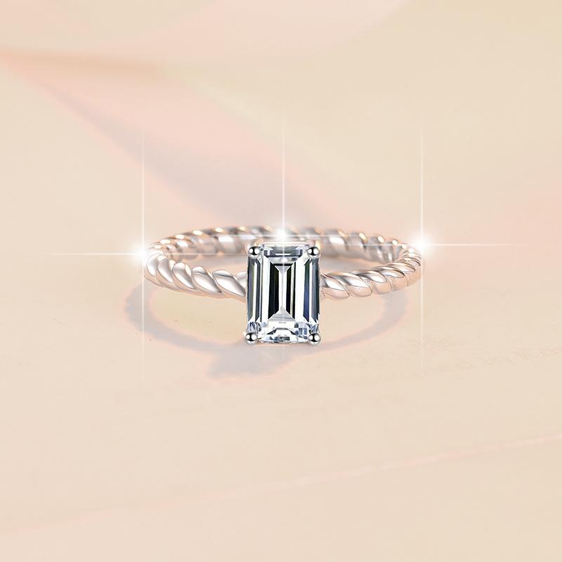 S925 Sterling Silver Vine Grandma cut Ring Synthetic Moissanite Ring 1Carat 5*7mm-241(35%)