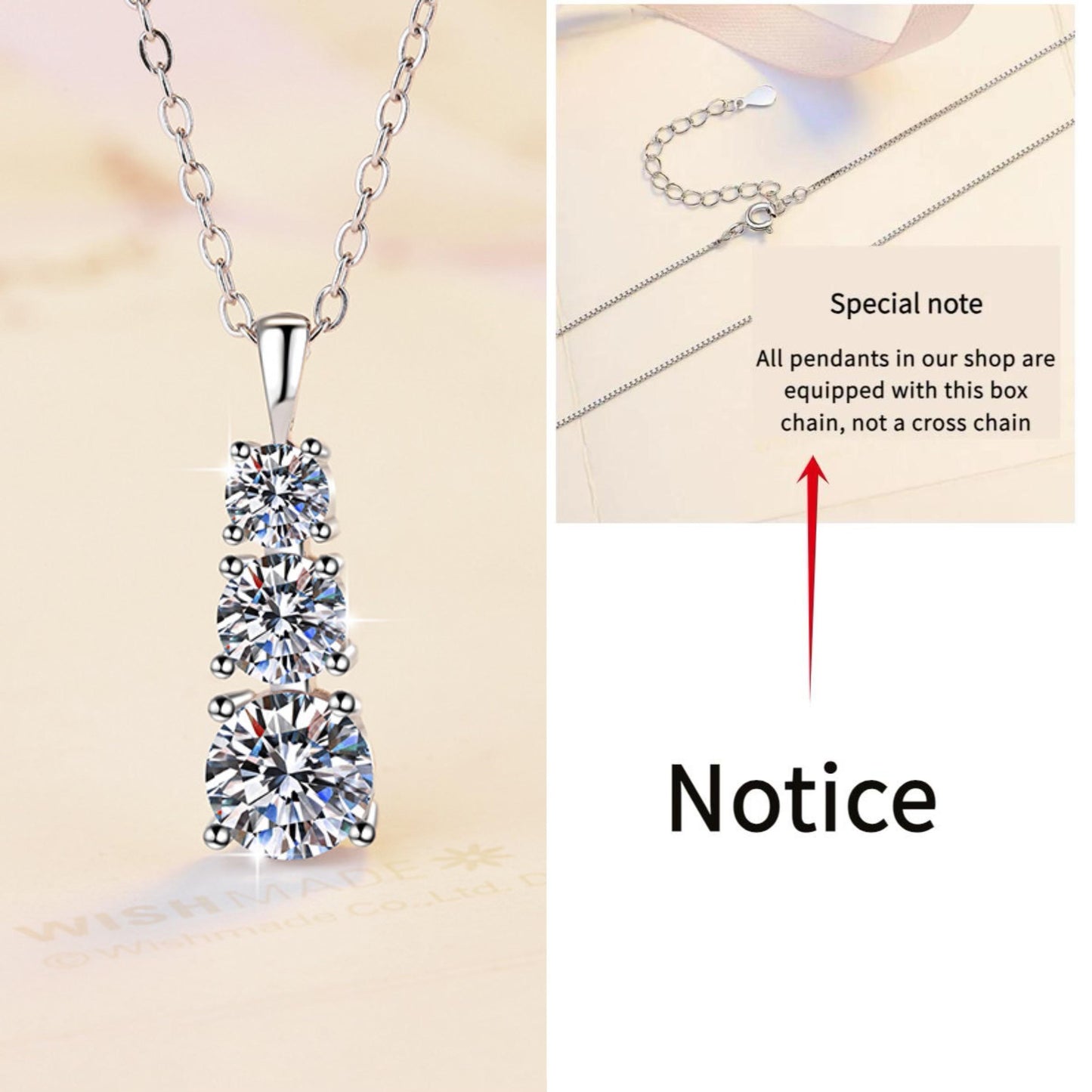 S925 Sterling Silver Triple Necklace Synthetic Moissanite Necklace birthday gift silver jewelry minimalist necklace pendant necklace-327(35%)