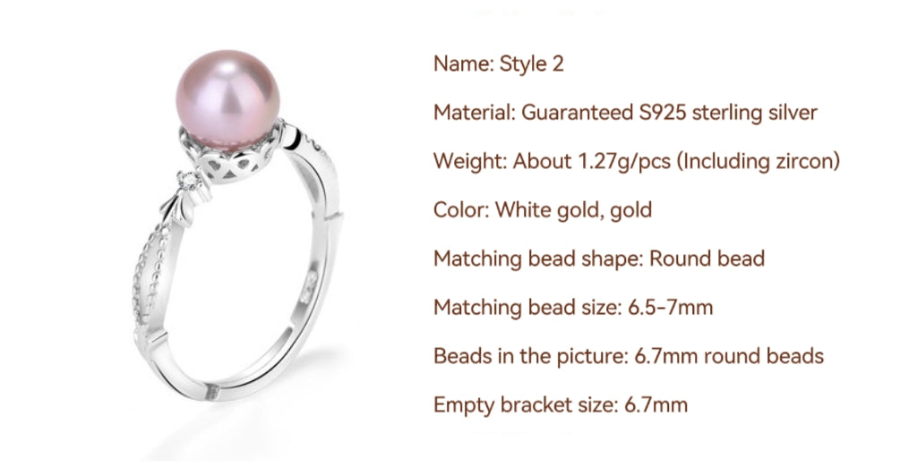 S925 Sterling Silver Ring Empty Holder, Open Ring, DIY Fittings（1pcs, with no bead)