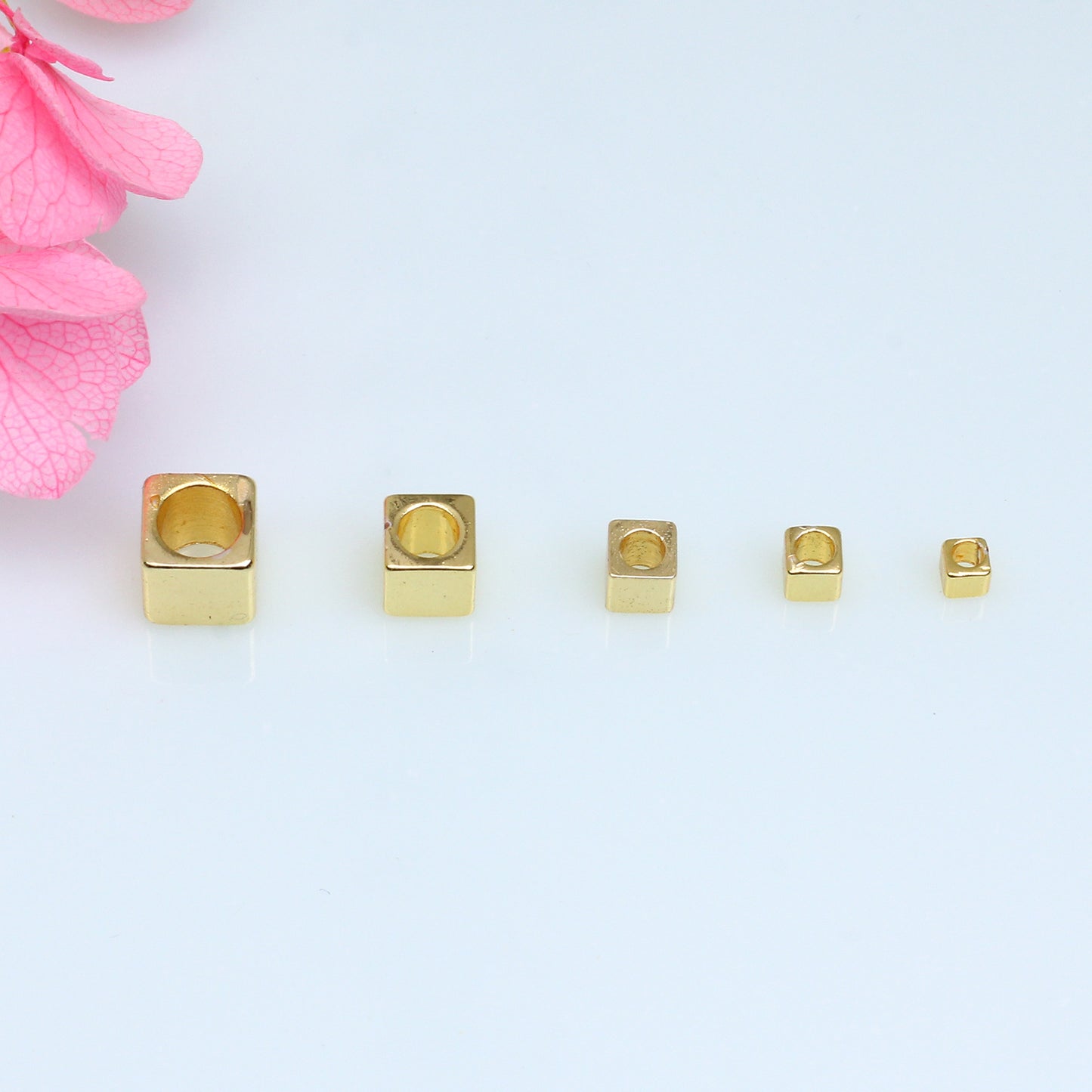 Cube Copper Beads For Jewelry DIY，Covered By 14/18K Real Gold Or Silver