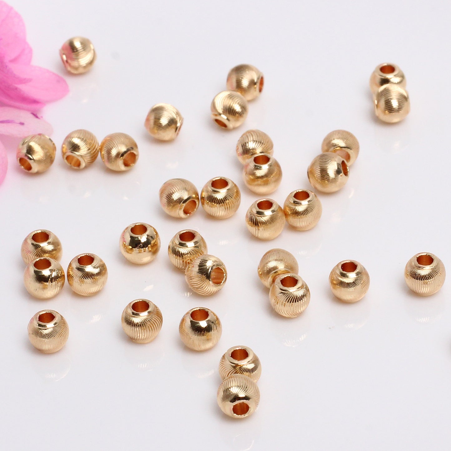 Cat's Eye Solid Embossed Copper Beads For Jewelry DIY，Covered by 14/18K Real Gold Or Silver