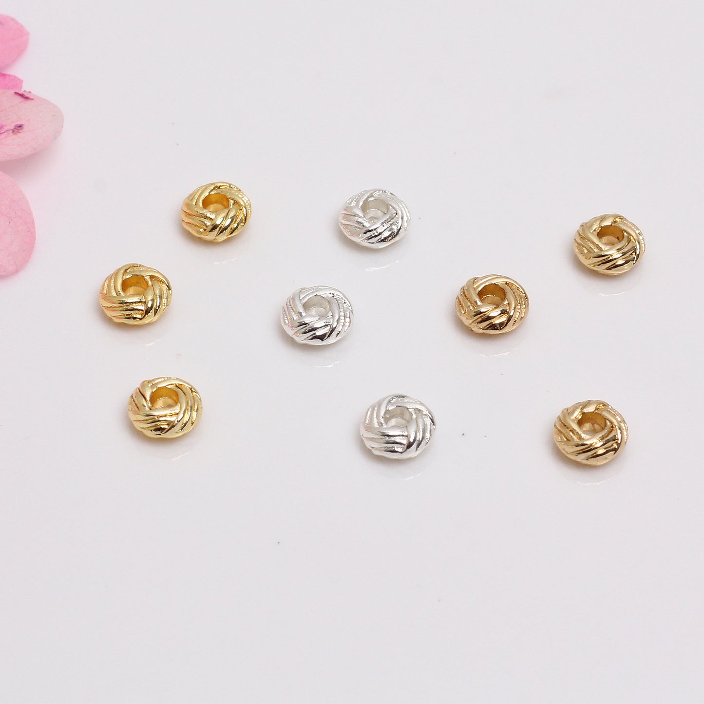 Twist Shape Alloy Beads For Jewelry DIY，Covered By 14/18K Real Gold Or Silver