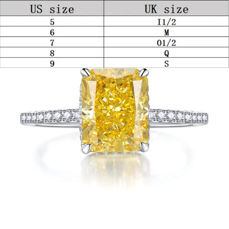 S925 Sterling Silver Ice Flower Cut Square Ring 8*10mm 8A Cubic Zirconia Ring fashion jewelry accessory woman girl promise ring Springtok-373(35%)