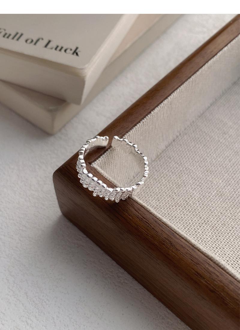 S925 Sterling Silver Irregular Texture Ring Women's Open Ring-488(45%)