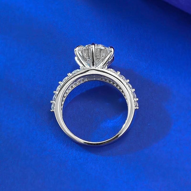 S925 Sterling Silver Round Six claws 10*10mm 6A Cubic Zirconia Ring-435(25%)