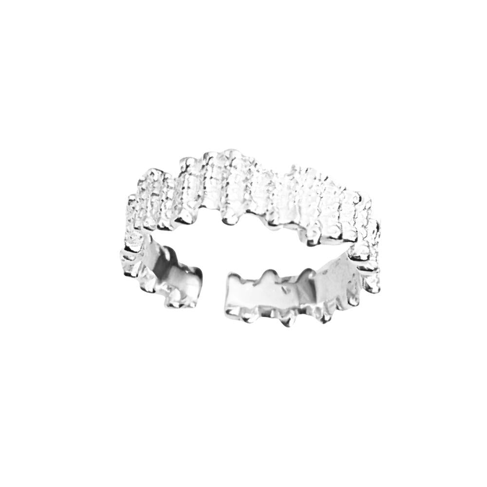 S925 Sterling Silver Irregular Texture Ring Women's Open Ring-488(45%)