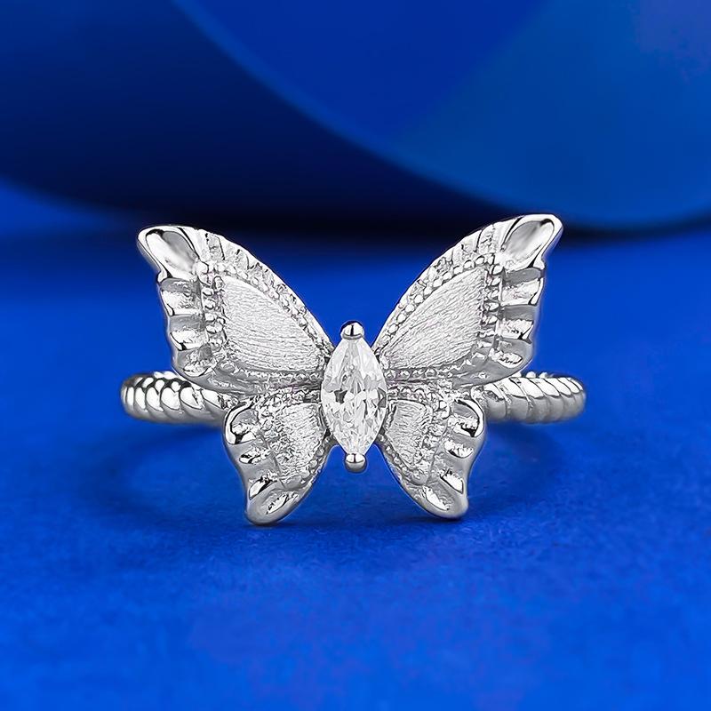 S925 Sterling Silver Brushed Dream Butterfly Ring fashion jewelry accessory woman girl promise ring Springtok-293(35%)