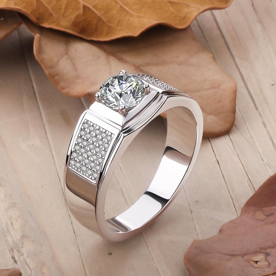 95. Synthetic Moissanite Sterling Silver Men's Little Starry Ring Couple Ring Engagement Ring