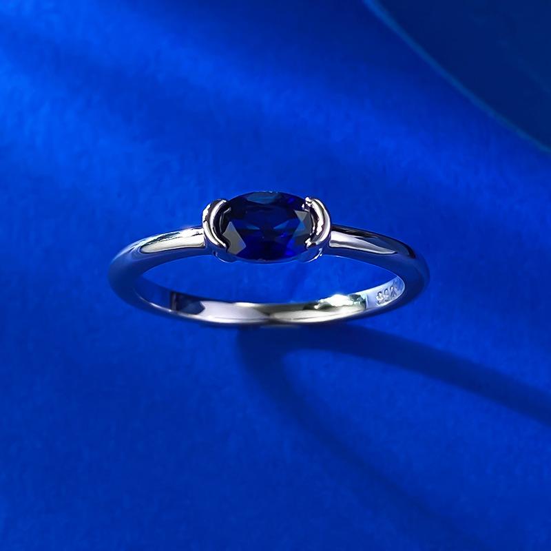 S925 Sterling Silver Red/Blue/White Oval Cut Oval Ring 4*6mm 6A Cubic Zirconia Ring-265(35%)