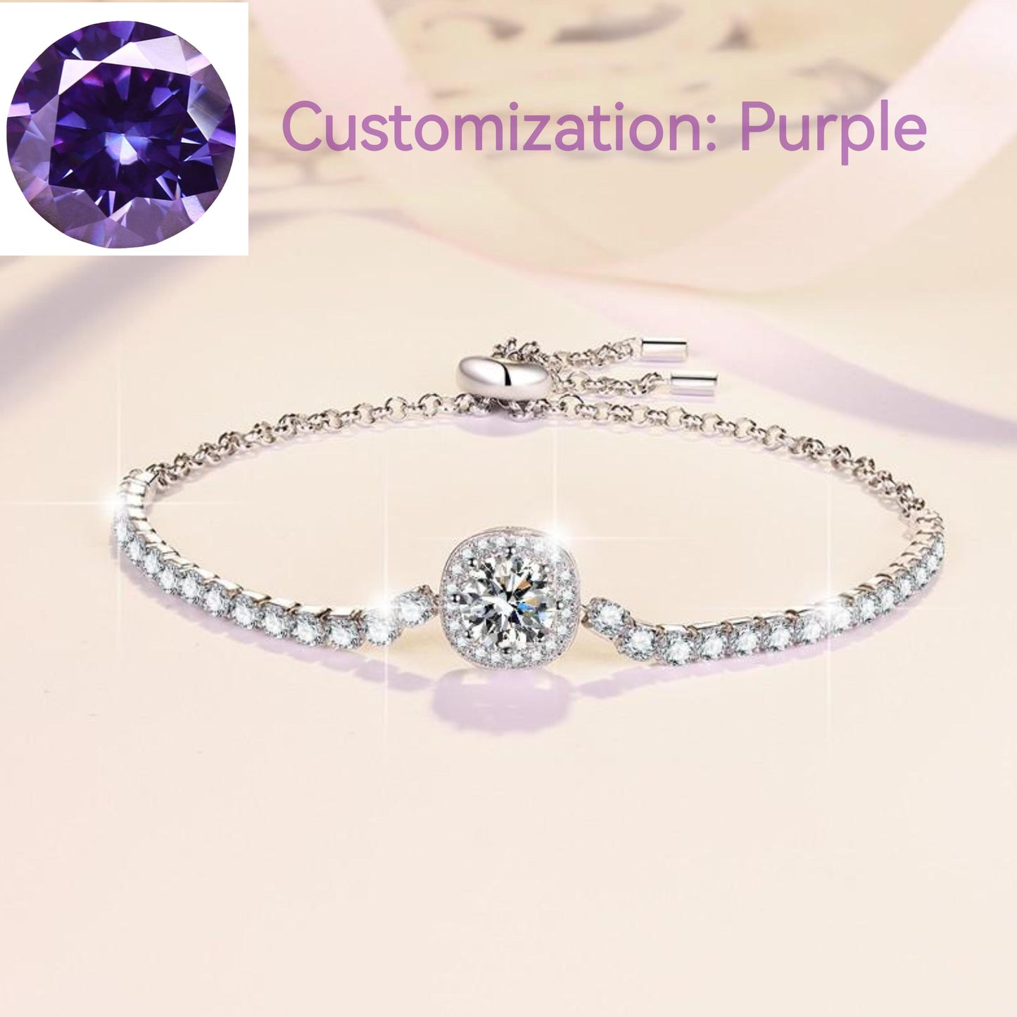 S925 Sterling Silver Starry Sky Bracelet Colored Synthetic Moissanite Bracelet fashion jewelry accessory woman girl promise ring-316(35%)