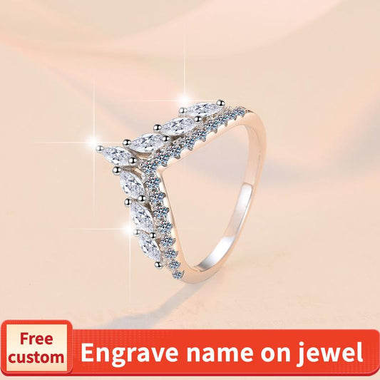 925 Sterling Silver Full Star Crown Band Ring Synthetic Moissanite Ring fashion jewelry accessory woman girl promise ring-222(35%)