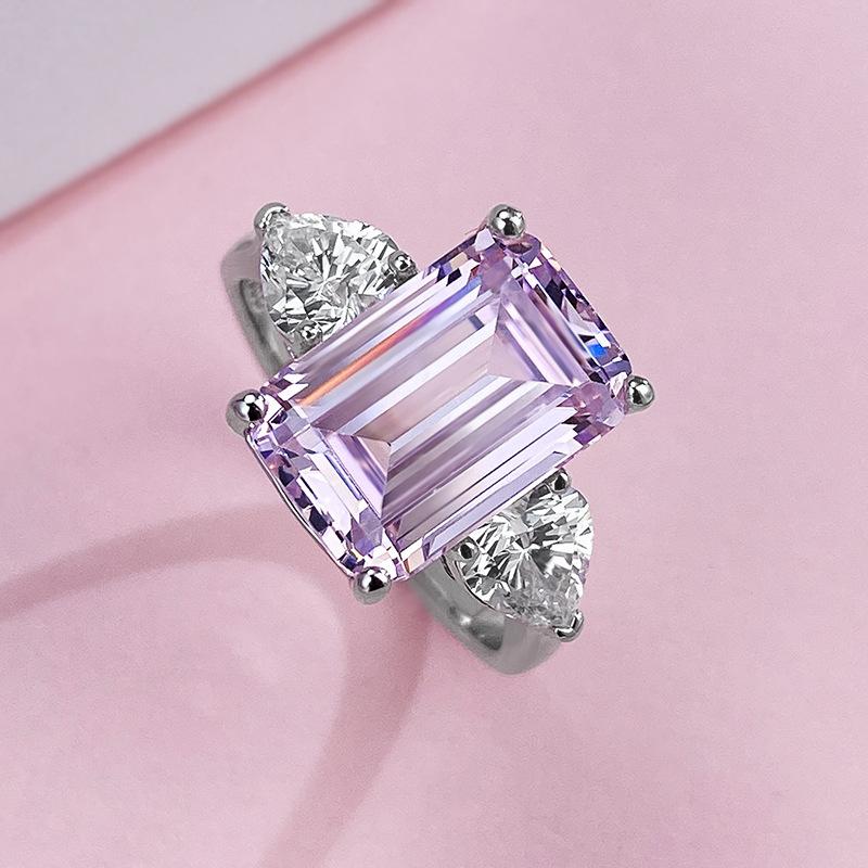 S925 Sterling Silver Grandma Cut Rock Sugar Ring 12*8mm 8A Cubic Zirconia Ring 5Carat-233(35%)