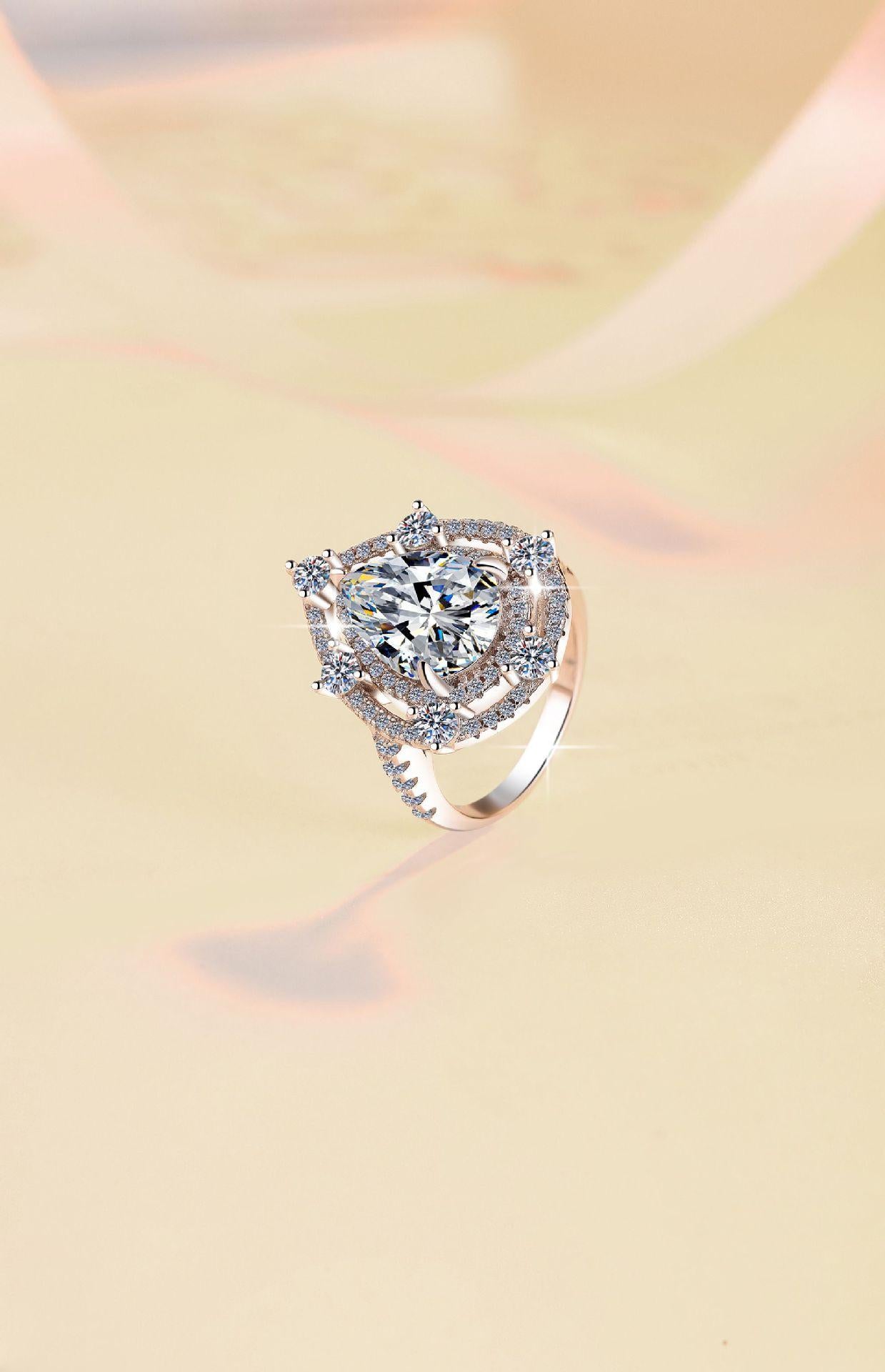 8A Cubic Zirconia S925 Sterling Silver Water Drop Pear Shape Ring 5 Carats-449(25%)