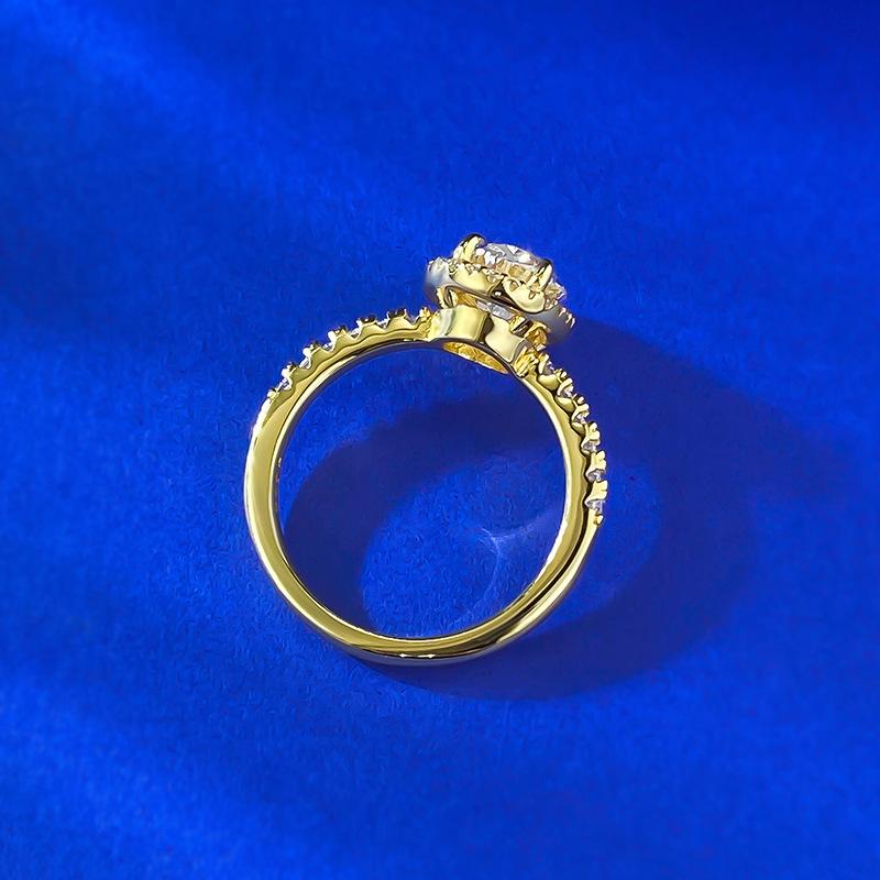 S925 Sterling Silver Oval Pigeon Eggs Golden Plated 7*9mm 6A Cubic Zirconia Ring-126(45%)