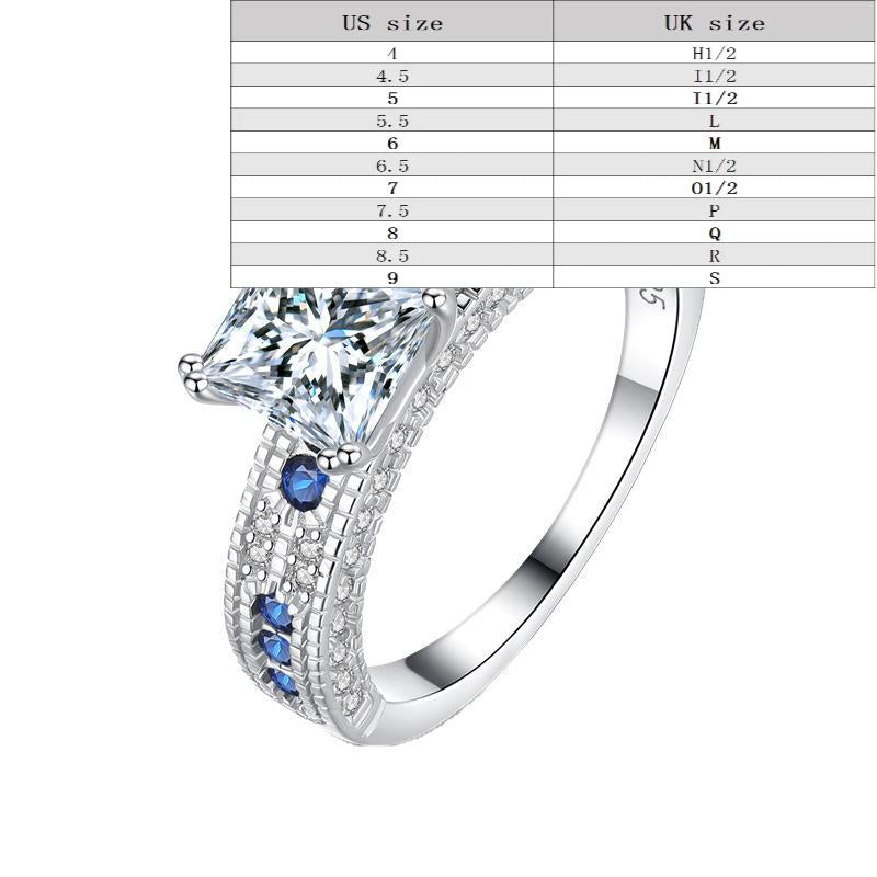 S925 Sterling Silver Engagement Square Ring Synthetic Moissanite Ring fashion jewelry accessory woman girl promise ring-176(35%)