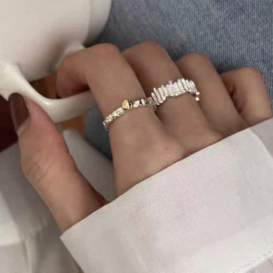 S925 Sterling Silver Irregular Texture Ring Women's Open Ring-488(45%)