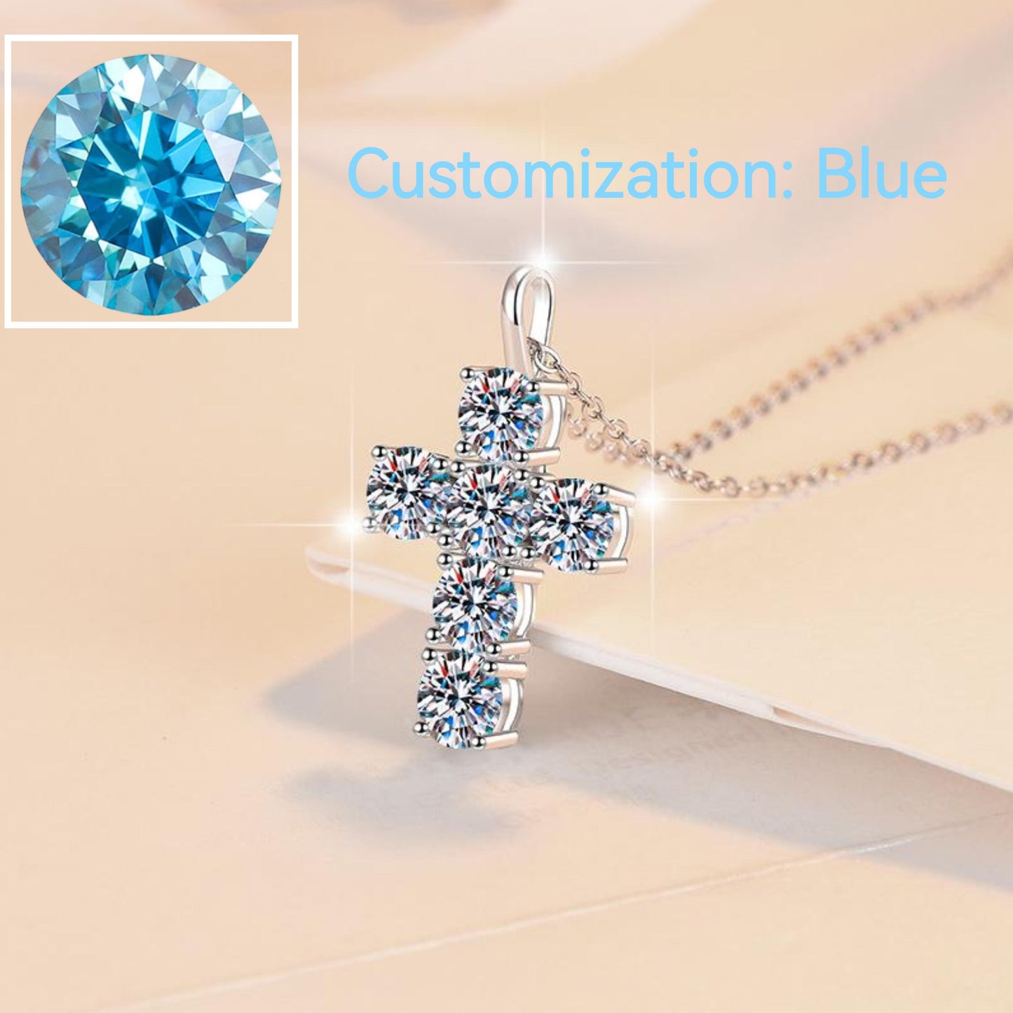 23. S925 Sterling Silver Synthetic Moissanite Big Cross Pendant