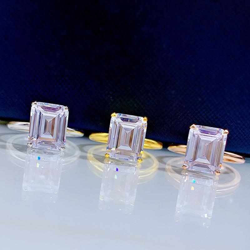 S925 Sterling Silver Grandma Cut Rock Sugar Ring 8*10mm 6A Cubic Zirconia Ring fashion jewelry accessory woman girl promise ring-413(35%)