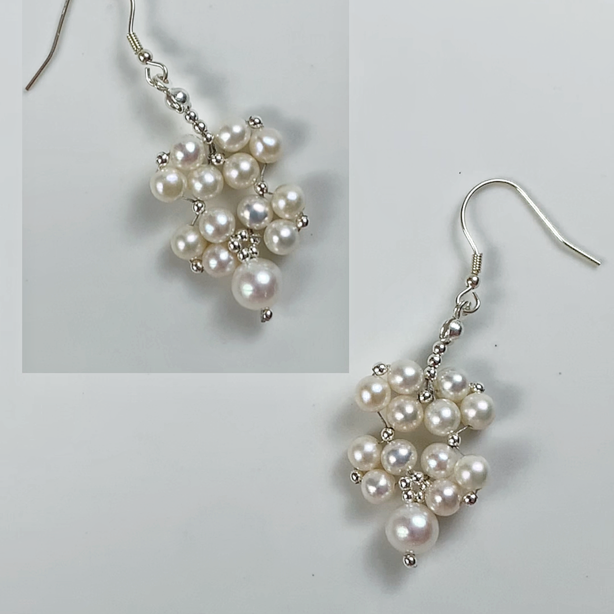 100.  Original Hand-made Woven Pearl Earrings