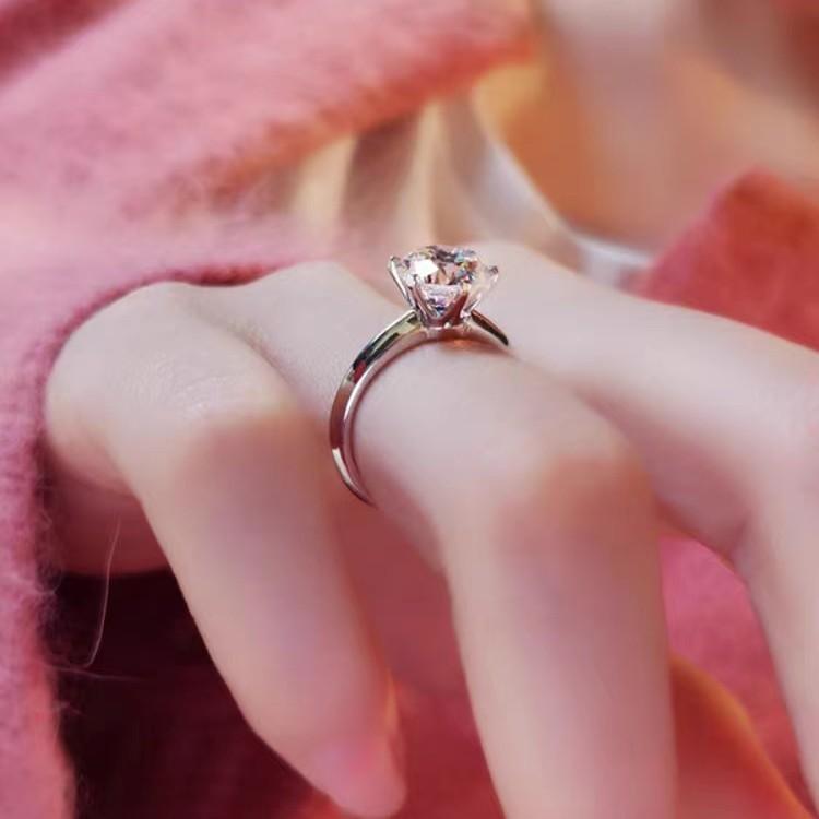 Yellow-S925 Sterling Silver D Color Synthetic Moissanite Six-claws Ring 1/2/3/5 Carat Elegant Luxury Daily Life Woman Birthday Gift Engagement-235(35%)