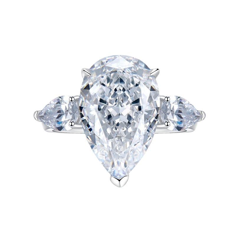 S925 sterling silver pear shape Ice Flower cut ring 11*17mm white/pink 8A cubic zirconia ring fashion jewelry accessory woman girl promise ring Springtok-284(35%)