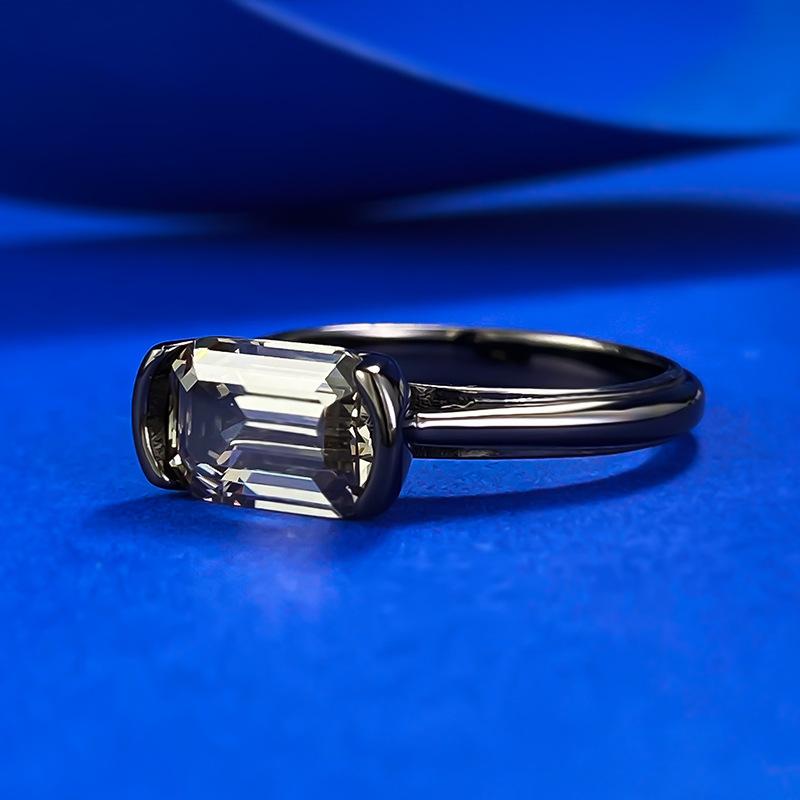 S925 Sterling Silver Black Golden Grandma Cut Transvers Rectangular Ring 6*9mm 6A Cubic Zirconia Ring fashion jewelry accessory woman girl promise ring Springtok-208(35%)