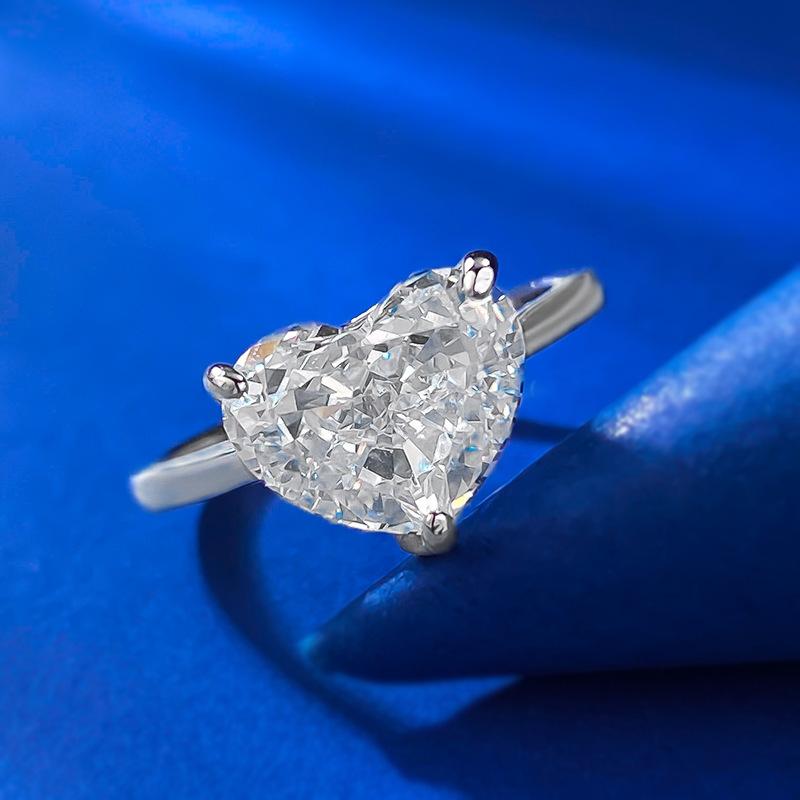 S925 Sterling Silver Ice Flower cut fat heart ring 10*8mm 8A cubic zirconia ring fashion jewelry accessory woman girl promise ring Springtok-354(35%)