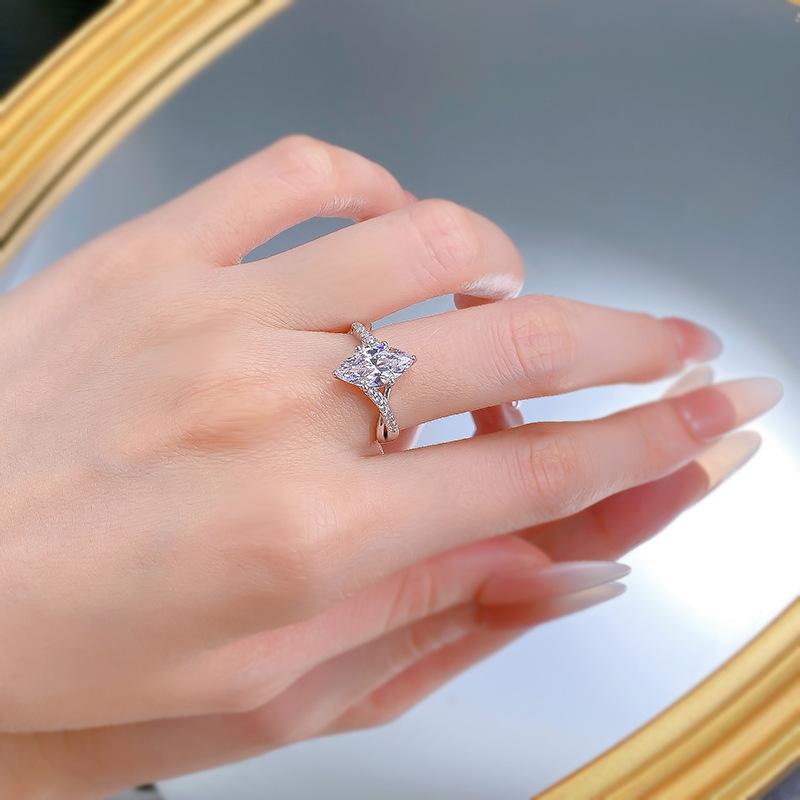 S925 Sterling Silver Marquise Cut Horse Eye Ring 6*12 6A Cubic Zirconia Ring fashion jewelry accessory woman girl promise ring-336(35%)