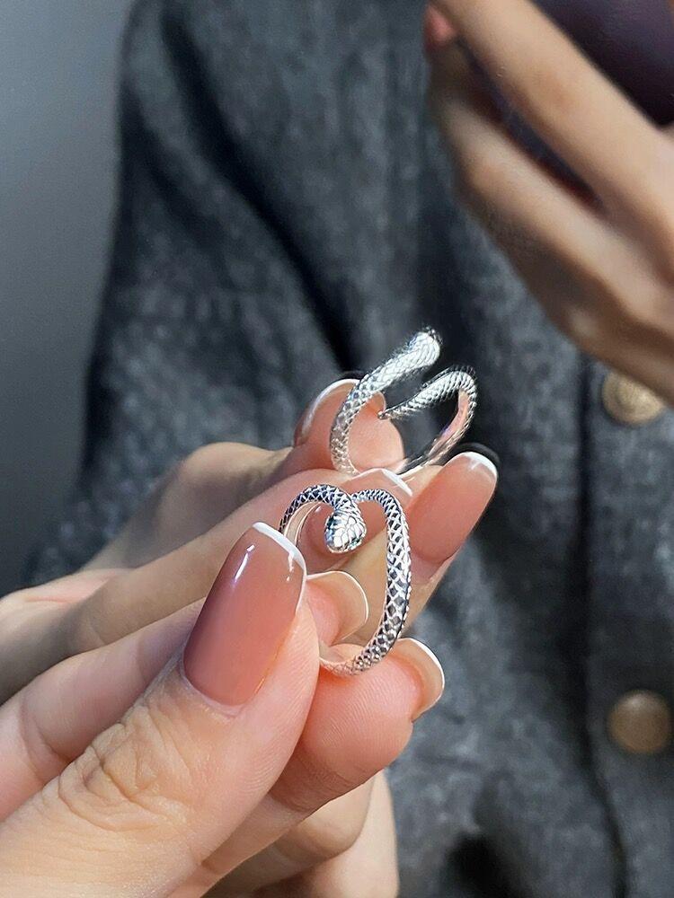 S925 Sterling Silver Personality Little Snake Adjustable Open Finger Ring for Women-633(45%)