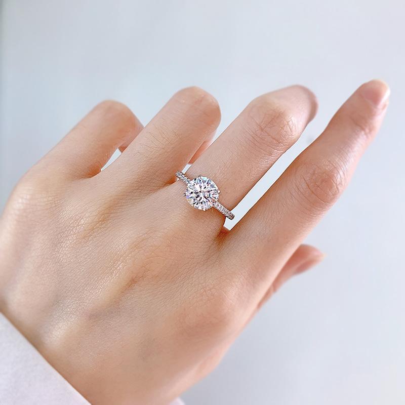 S925 Sterling Silver Eight Arrows And Eight Hearts Cut Round Ring 8mm 6A Cubic Zirconia Ring fashion jewelry accessory woman girl promise ring Springtok-367(35%)