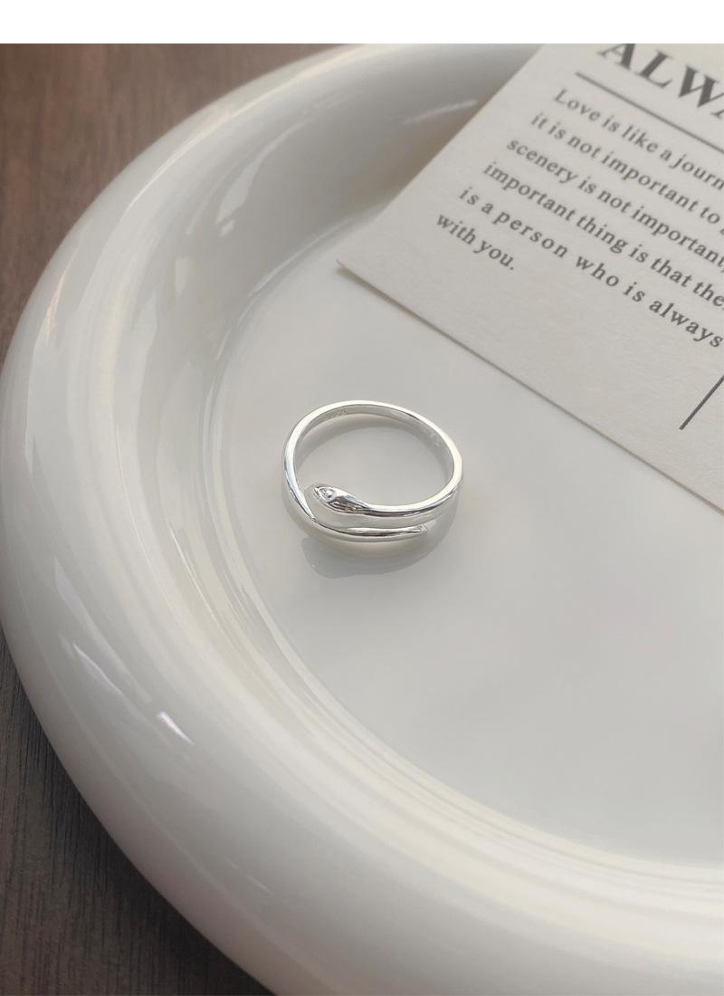 S925 Sterling Silver Snake Simple Shape Ring for Women - 503(45%)