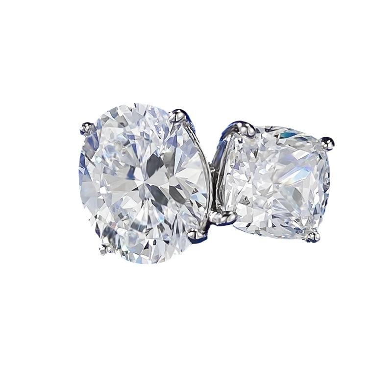 S925 sterling silver two stones oval ring 8*10mm 6A cubic zirconia ring fashion jewelry accessory woman girl promise ring Springtok-200(35%)