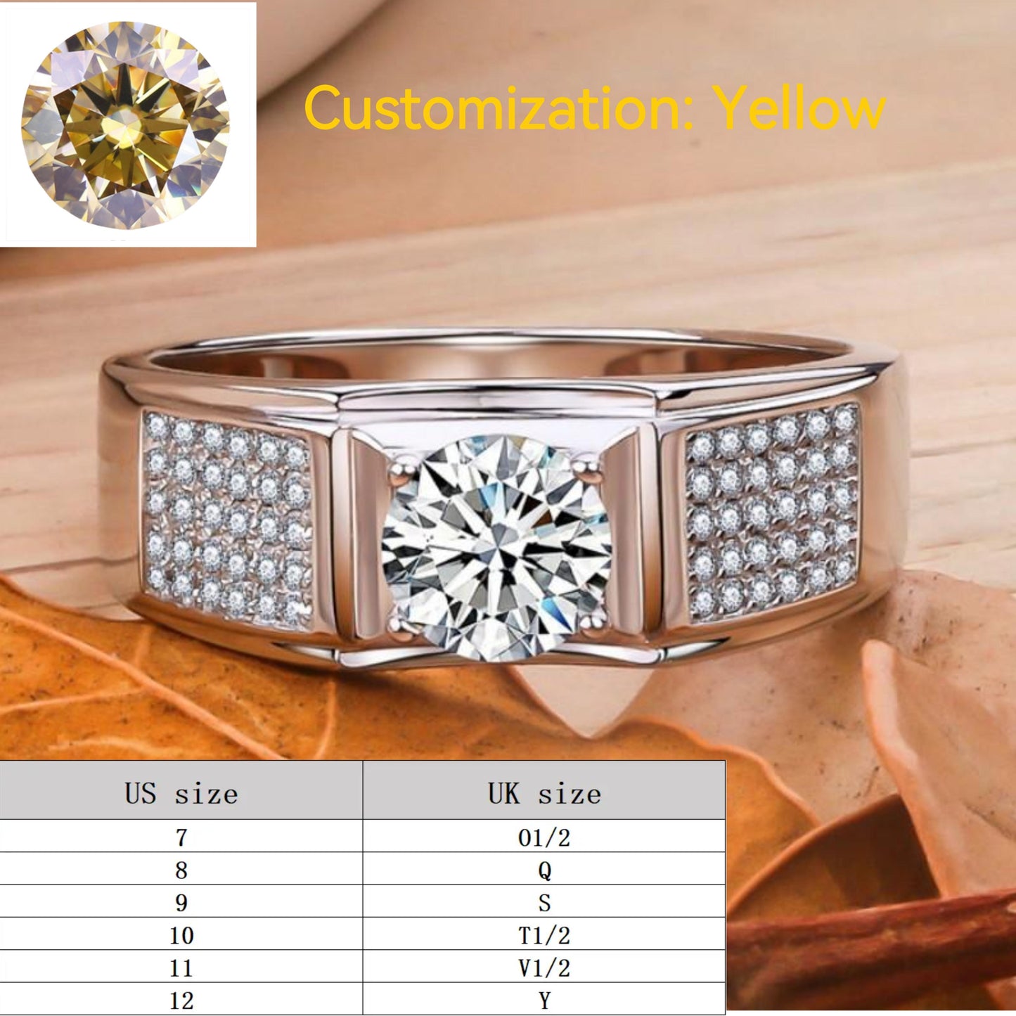 Synthetic Moissanite Sterling Silver Men's Little Starry Ring elegant luxury daily life engagement ring-203(35%)