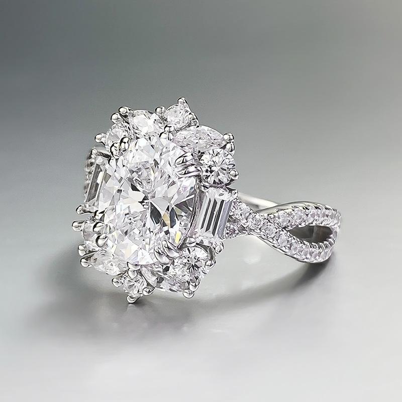 S925 sterling silver oval cut ring 7*9mm 6A cubic zirconia ring fashion jewelry accessory woman girl promise ring Springtok-280(35%)