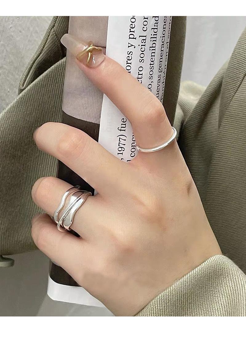 S925 Sterling Silver Simple Minimalist Open Ring for Women - 527(45%)