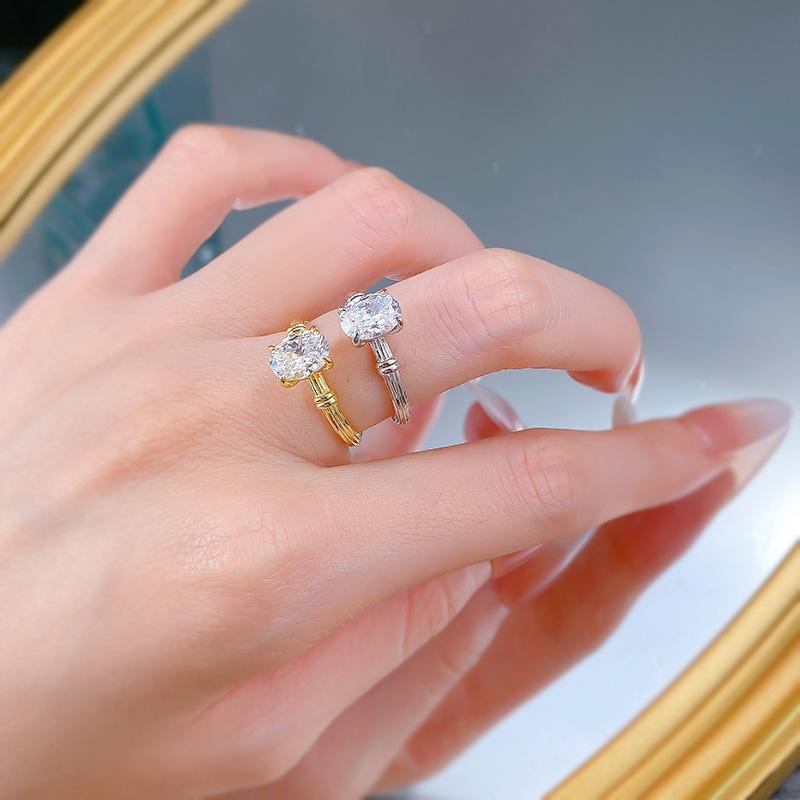 S925 Sterling Silver Oval Cut Oval Ring 6*8mm 6A Cubic Zirconia Ring-349(35%)