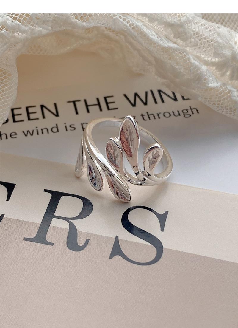 S925 Sterling Silver Vine Leaf Ring for Women Open Ring -524 leaf  ring(45%)