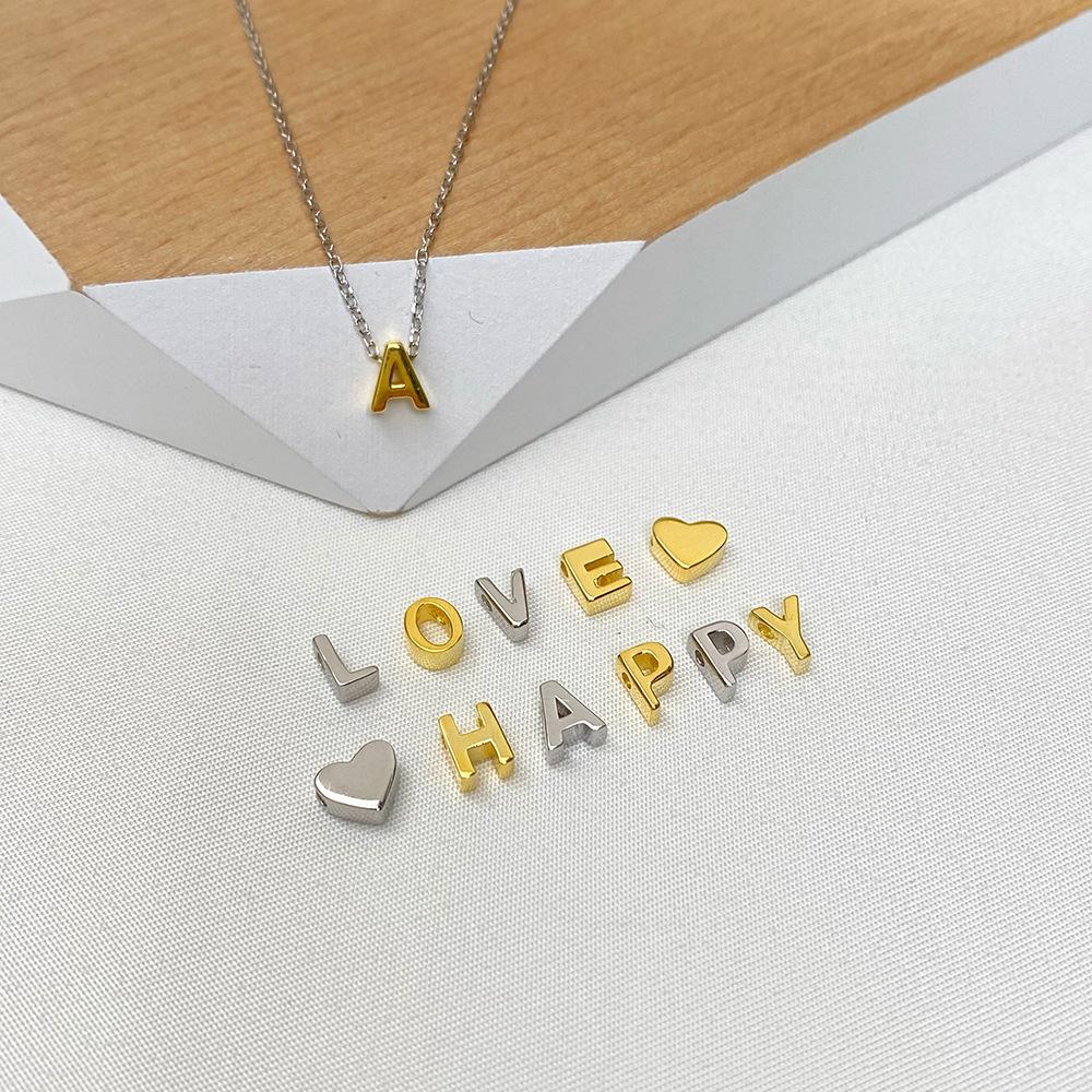 S925 Sterling Silver 26 English Letters and Love Heart Series Necklace/You Can Buy Them Individually And Combine It Freely