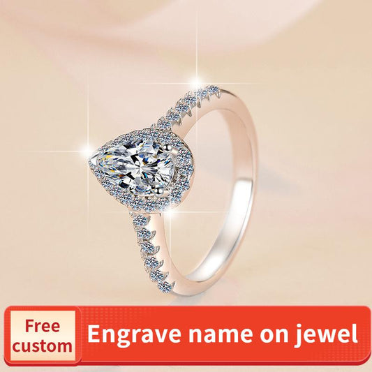 S925 Sterling Silver Ring Water Drop Girl Heart Ring Synthetic Moissanite Ring fashion jewelry accessory woman girl promise ring-161(35%)