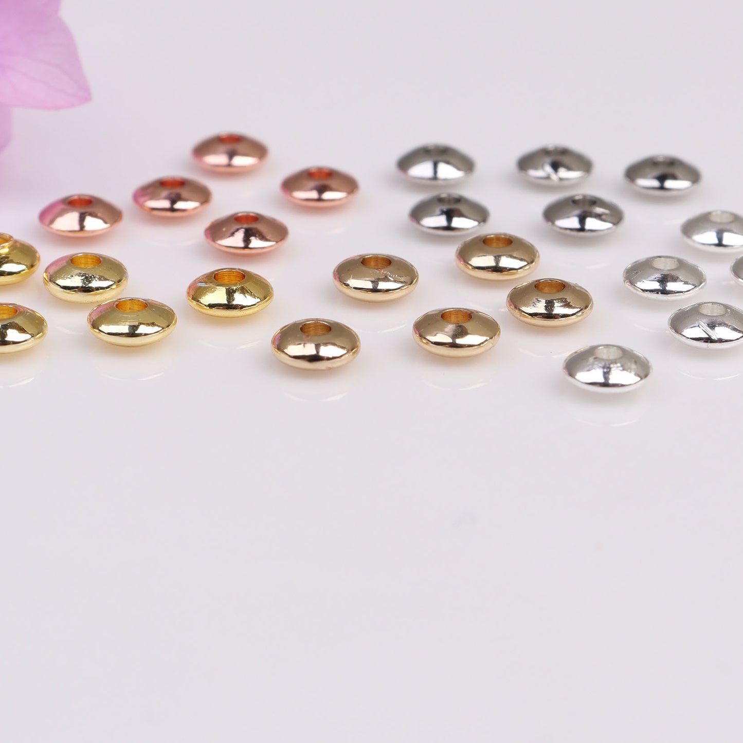 Flying Saucer Shape Copper Bead  For Jewelry DIY，Covered by 14/18K Real Gold Or Silver