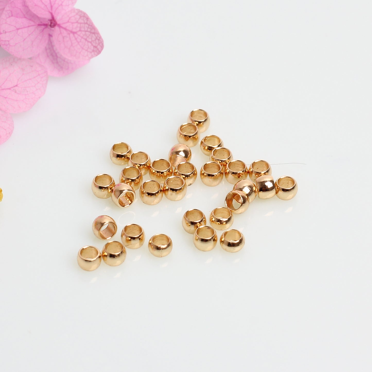 Positioning Beads Used To Clamp Into Flat Fixed End For Jewelry DIY, Covered By 14/18K Real Gold Or Silver