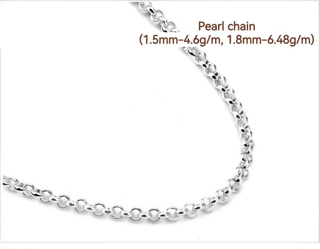 S925 Sterling Silver Chain For DIY Jewelry (Semi-finished，Length 1 m/About 3.28 ft)