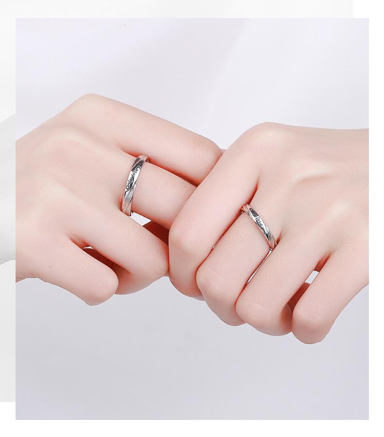 S925 Sterling Silver casual English Letter Couple Ring-557 jewellery  with  meaning(45%)