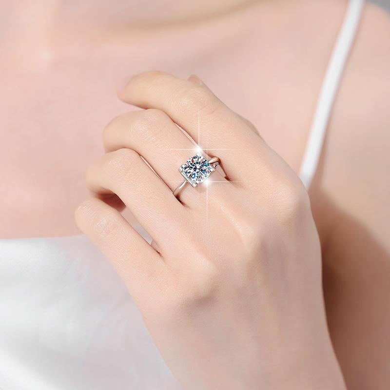 S925 Sterling Silver Square Oval Ring Synthetic Moissanite Ring-472(35%)